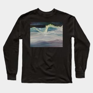 Ocean wave oil painting by tabitha kremesec Long Sleeve T-Shirt